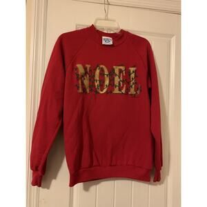 Sharkys sportswear vintage holiday “‘noel” crew neck red LG MADE IN US